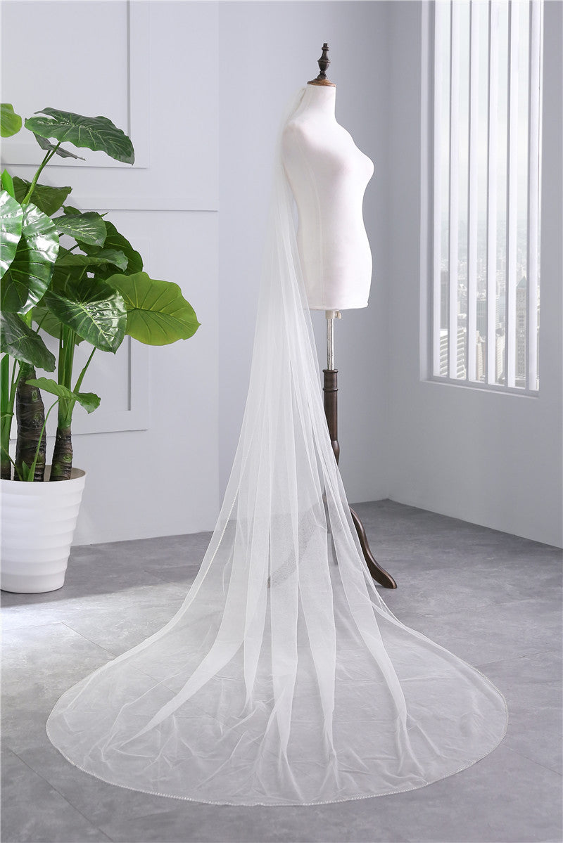 Chapel Bridal Veils One-tier Beaded Edge Beading Classic Veil YAV1098