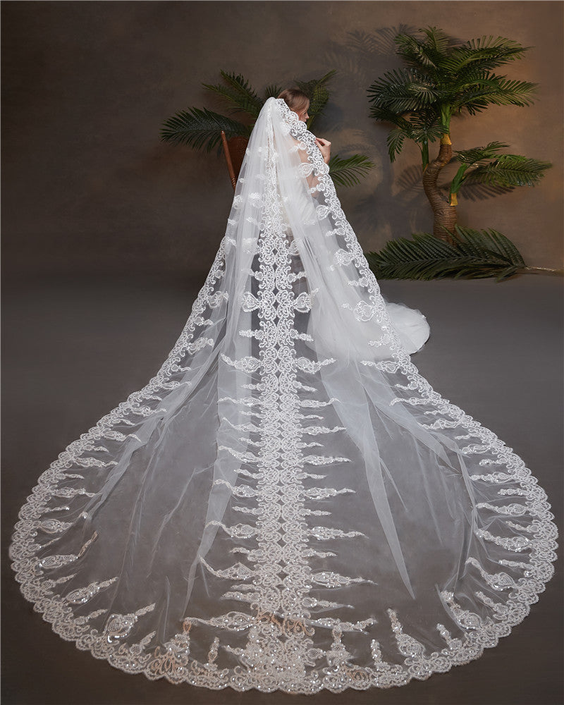 Long White Wedding Veil YAV1099