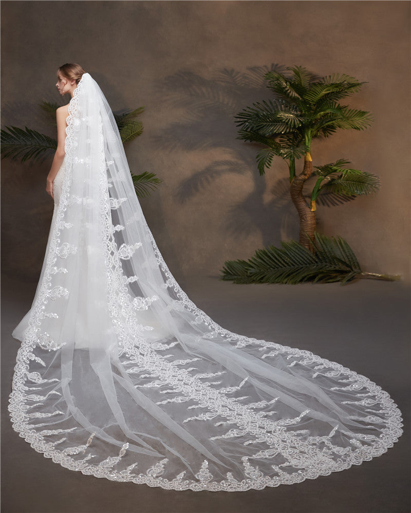 Long White Wedding Veil YAV1099