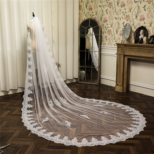 Wedding Accessory Long Lace Appliques Wedding Veil YAV1100